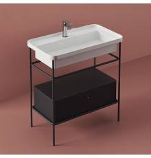 Artceram Fuori Scala Металлическая консоль 77х42.5х83см., напольная, с ящиком, цвет: черный матовый/белый матовый. ACA057 17,  TFC004 13 00,  TFL035 05 00 *1,  ACM040 17