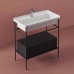 Artceram Fuori Scala Металлическая консоль 77х42.5х83см., напольная, с ящиком, цвет: черный матовый/белый матовый. ACA057 17, TFC004 13 00, TFL035 05 00 *1, ACM040 17