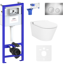 Комплект Lavinia Boho Унитаз подвесной Smart V-Clean 3359102R с микролифтом + Инсталляция RelFix 38010010 + Кнопка RelFix 3805002C + Дозатор RelFix 38040010