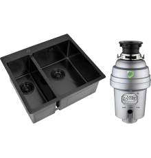 Комплект Мойка кухонная Zorg Light ZL R 590-2-510-R GRAFIT R, графит + Измельчитель Inox D ZR-38 D