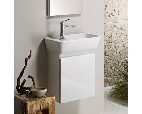 BurgBad Bel База с умывальником 51х27.5х57см  1 дверка правая R,ручка выемка, подвесная, цвет: белый глянцевый F0590 с зеркалом со светодиодной подсветкой. SEEK051RF0590C0001*1,  SIEF040L