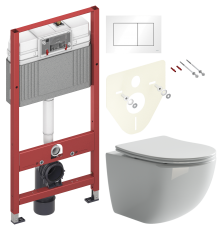 Комплект Унитаз подвесной Ceramicanova Forma CN3009 безободковый + Инсталляция TECE Base 9400413 4 в 1 с кнопкой смыва