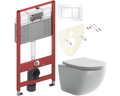 Комплект Унитаз подвесной Ceramicanova Forma CN3009 безободковый + Инсталляция TECE Base 9400413 4 в 1 с кнопкой смыва Комплект Унитаз подвесной Ceramicanova Forma CN3009 безободковый + Инсталляция TECE Base 9400413 4 в 1 с кнопкой смыва