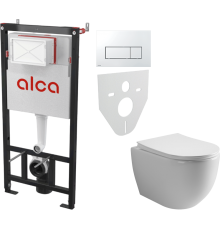 Комплект Унитаз подвесной Ceramicanova Mia Rimless CN1805 + Инсталляция AlcaPlast AM101/1120-4:1 RU M571-0001 кнопка смыва хром