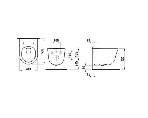 Laufen New Classic Унитаз подвесной безободковый 53x37x35см, цвет: белый матовый. 8.2085.1.757.000.1