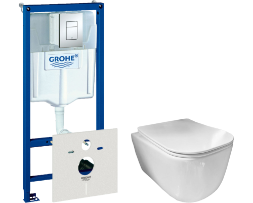 Комплект Унитаз подвесной Ceramicanova New Day CN3005 с микролифтом, безободковый + Система инсталляции для унитазов Grohe Rapid SL 38772001, 3 в 1 с Комплект Унитаз подвесной Ceramicanova New Day CN3005 с микролифтом, безободковый + Система инсталляции для унитазов Grohe Rapid SL 38772001, 3 в 1 с