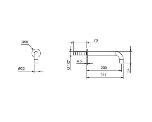 Fantini Fontane Bianche Излив смесителя для раковины, настенный, цвет: Matt Gun Metal PVD. 47 P5 8443