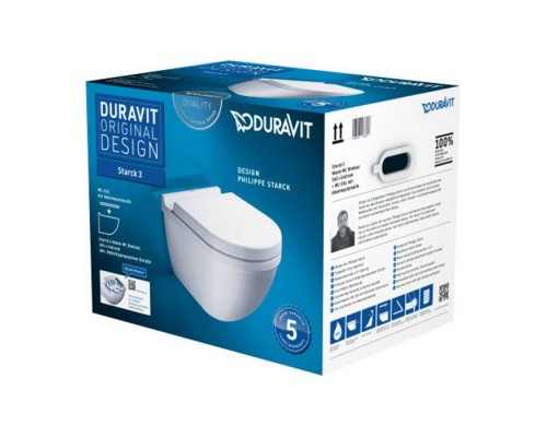 Duravit Starck 3 Комплект: подвесной унитаз Rimless + сиденье с микролифтом (Soft Close). 45270900A1 (2527090000+006389)