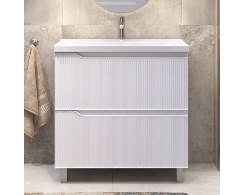 Тумба с раковиной Vigo Urban 80, напольная, белая, раковина Velvex 9696 80 Тумба с раковиной Vigo Urban 80, напольная, белая, раковина Velvex 9696 80
