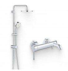 Душевой комплект Смеситель Grohe Essence New 33624001 + Стойка New Tempesta Cosmopolitan 27394002