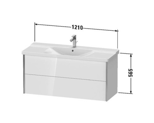 Duravit XViu Тумба подвесная 121x46.9x56.5см, с раковиной, 2 ящика, цвет: белый глянцевый/champagne matt. 2332120000,  XV41180B122