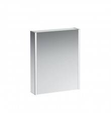 Laufen Frame 25 шкаф зеркальный 60x15x75cм., алюминий, 1 дверца с зеркалом с 2х сторон, DX, сенс. выкл., 2 розетки, 2 верт-х эл-та LED-подсветки (регул-ая яркость), с окружающим освещением (внизу). 4.0845.2.900.144.1