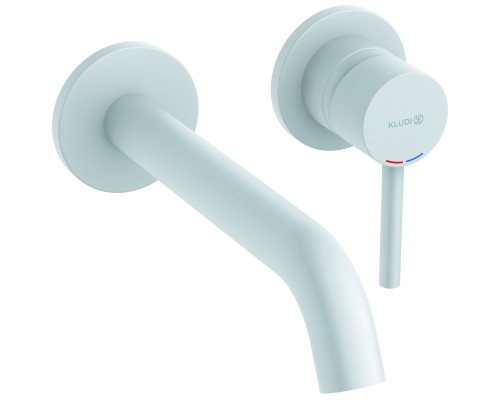 Kludi 38 245 5376 Bozz Смеситель для раковины 230 мм, настен., на 2 отв., (внеш. монт. ч.) Белый мат 382455376