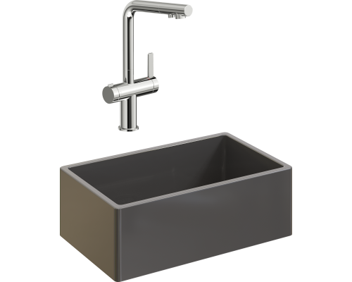 Комплект Мойка кухонная Domaci Сиена 50276-112 антрацит + Смеситель STWORKI 23020-648/1BG-IG11