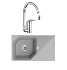 Комплект Мойка Rivelato Locus LS-85 grigio metallizzato + Смеситель Grohe Euroeco