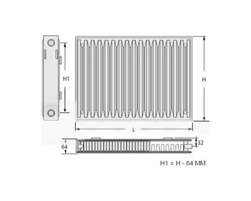 Радиатор стальной панельный Kermi Profil-K FK0 12 600/500 боковое подключение 4xG1/2 . FK0120605W02