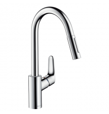 Hansgrohe Focus, Смеситель для кухни, с выдвижным душем, Цвет: сталь. 31815800