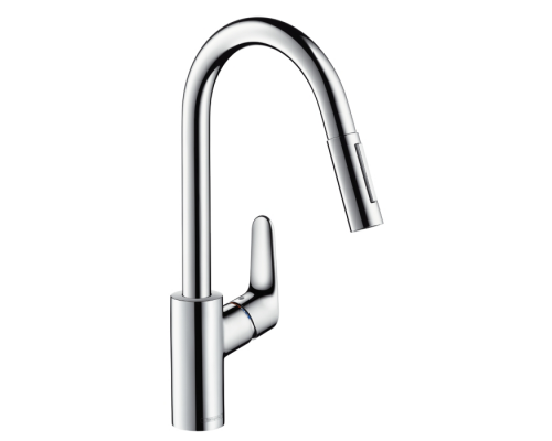 Hansgrohe Focus, Смеситель для кухни, с выдвижным душем, Цвет: сталь. 31815800 Hansgrohe Focus, Смеситель для кухни, с выдвижным душем, Цвет: сталь. 31815800