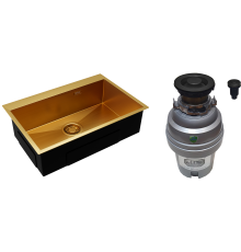 Комплект Мойка Emar PVD A EMB-125A PVD Nano Golden + Измельчитель Zorg ZR-75 D GRAFIT
