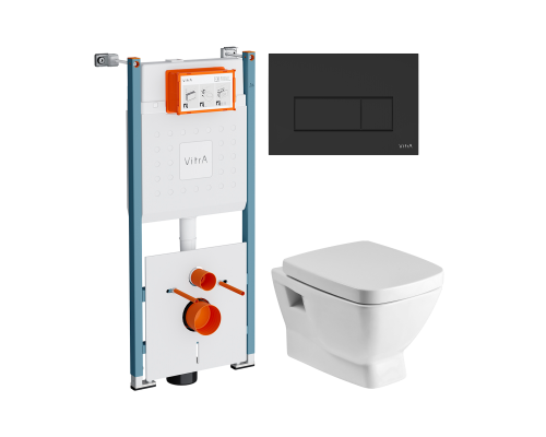 Комплект Унитаз подвесной Santek Нео 1WH302423 с микролифтом + Инсталляция VitrA V-Fix Core 732-5800-01PV + Кнопка Root Square 740-2311 черная матовая Комплект Унитаз подвесной Santek Нео 1WH302423 с микролифтом + Инсталляция VitrA V-Fix Core 732-5800-01PV + Кнопка Root Square 740-2311 черная матовая