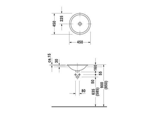 Duravit Architec Раковина 45 см, без отв., цвет: белый. 0318450000