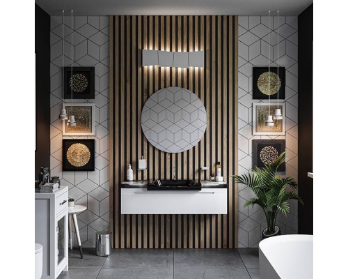 Kerasan Inka Project База INKA  подвесная 120см, для установки раковины 60х40 см, по центру, , панель исполнение Arte 2, цвет: белый глянцевый/черный глянцевый. 341734,  911102,  341104*1