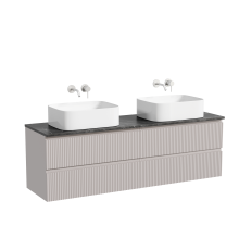 Тумба с раковиной Sancos Snob R 160, doha soft, столешница черный мрамор TT160A1, раковина CN6052