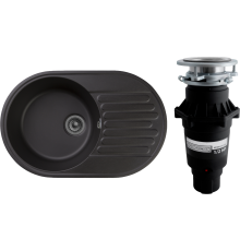 Комплект Мойка GranFest Quarz Z18 черный + Измельчитель Bone Crusher BC 810-SL Slim Line