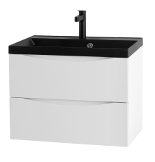 Тумба с раковиной BelBagno Marino 60, подвесная, bianco opaco, черная раковина