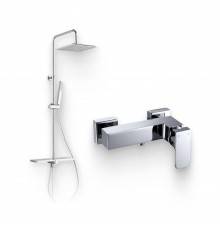 Душевой комплект Смеситель для душа Aquanet Cubic SD90447 + Стойка Pragmatic AF430-70-S-C
