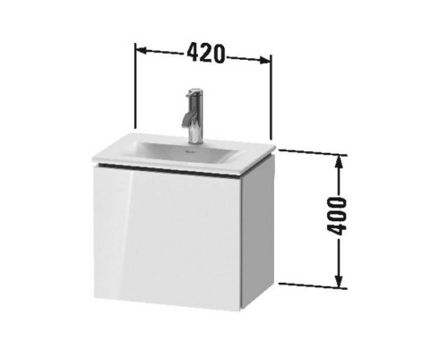 Duravit L-Cube База подвесная 44x44x31.1см с раковиной, 1 дверца, петли слева, цвет: глянцевый белый. LC6133L2222,  07334500411