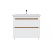 Тумба под раковину без столешницы SanStar Diva 100 напольная, матовая белая, дуб вотан