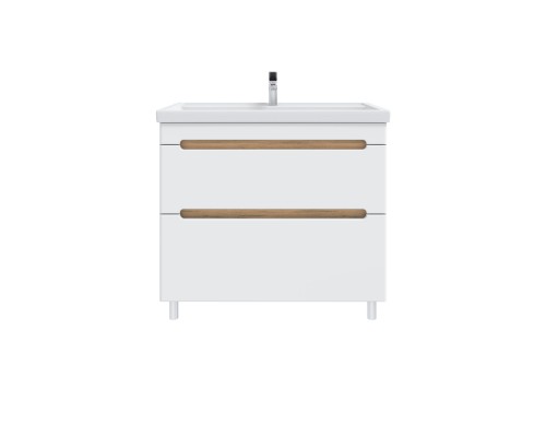 Тумба под раковину без столешницы SanStar Diva 100 напольная, матовая белая, дуб вотан