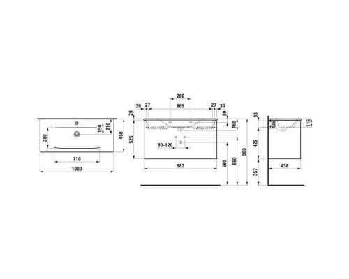 Laufen Palace Комплект мебели 1000х450х545 мм., с раковиной Slim, 2 ящика, органайзер для ящика, ручка анодированный алюминий, подвесной, цвет: белый глянцевый. 8.6070.7.261.104.1 Laufen Palace Комплект мебели 1000х450х545 мм., с раковиной Slim, 2 ящика, органайзер для ящика, ручка анодированный алюминий, подвесной, цвет: белый глянцевый. 8.6070.7.261.104.1