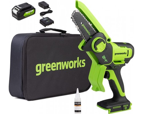 Пила цепная аккумуляторная Greenworks G24MCS10k4 (мини) (АКБ 4Ач и ЗУ)
