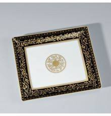 THG MARQUISE NOIR DECOR OR Поднос керамический 171х154 мм., настольный, middle size, декор черный/золото, цвет: белый. A7F-A02-4613