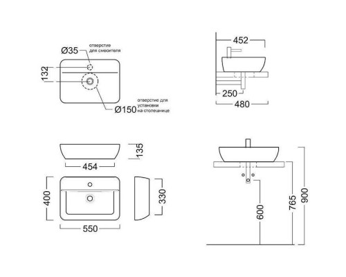 Kerama Marazzi Plaza Раковина накладная 55х40см., с 1 отв., цвет: белый глянцевая. PLR.wb.55.1 Kerama Marazzi Plaza Раковина накладная 55х40см., с 1 отв., цвет: белый глянцевая. PLR.wb.55.1