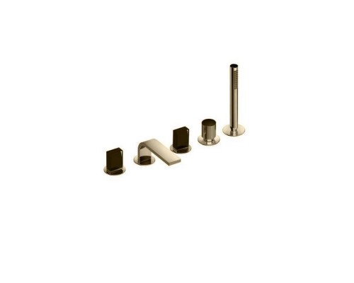 Fantini Venezia In Смеситель для ванны, набортный, 5 отв., излив: 160 мм, цвет: Matt British Gold PVD. 29 P6 N565S,  29 P6 N448