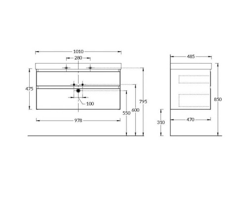 Kerama Marazzi Cubo Тумба подвесная 100см, с ящиками, цвет: белая матовая. CUB.100.2\WHT.M Kerama Marazzi Cubo Тумба подвесная 100см, с ящиками, цвет: белая матовая. CUB.100.2\WHT.M