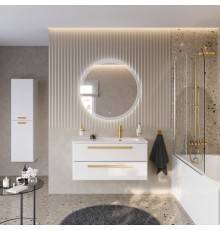 Мебель для ванной комнаты Cezares Eco Cer-N 100 R, bianco lucido, раковина Duet 100 R, ручки сатиновое золото