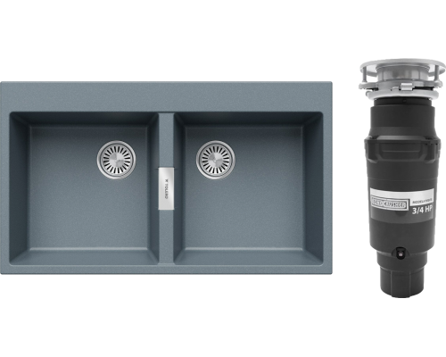 Комплект Мойка Tolero Loft TL-862 грей + Измельчитель Bone Crusher BC 910-SL-Slim Line