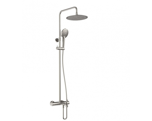 AQM8008BN Душ. сист. с терм. и изливом, Ø250, лейка 3 реж, высота 1100-1500мм, никель шлифованный AQM8008BN