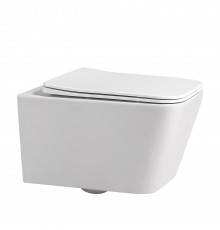 Унитаз подвесной Abber Rechteck AC1201MW, безободковый, с микролифтом, белый матовый