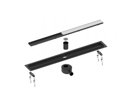 Душевой лоток TIMO Drain System 700 с двусторонней панельюplateпод плитку, Чёрный DS230207/03