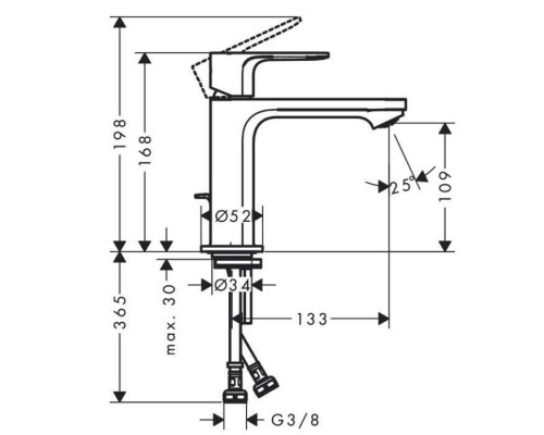 Hansgrohe Rebris S Смеситель для раковины, 1 отв., с донным клапаном, цвет: черный матовый. 72517670