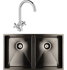 Комплект Мойка кухонная IDDIS Edifice EDI75G2i77 графитовая + Смеситель Acros ACRSB00i05 хром