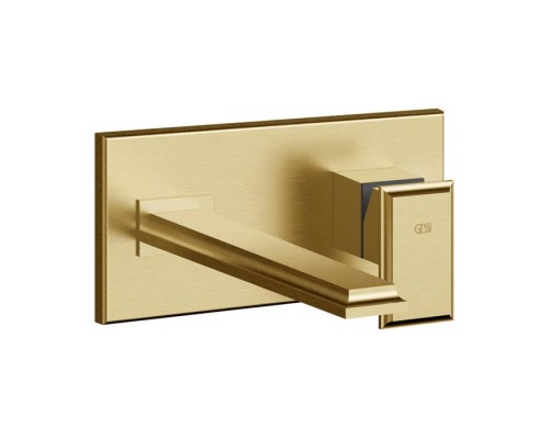 Gessi Eleganza Встраиваемый однорычажный смеситель для раковины, без донного клапана, с изливом, внешние части, цвет: шлифованное золото. 46088#087