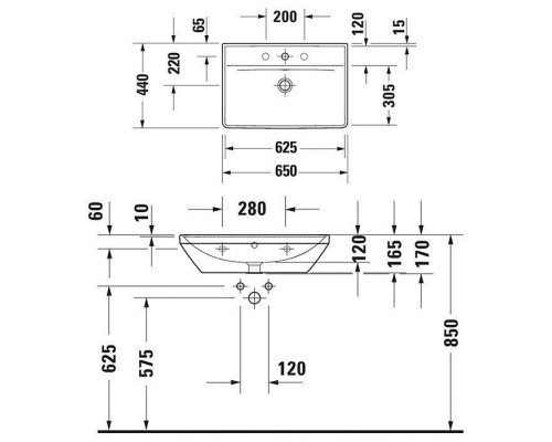 Duravit D-Neo Раковина 65х44см., накладная, 1 отв., с переливом, цвет: белый. 2366650000