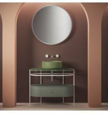 Artceram Flair 4.0 Консоль металлическая с раковиной 95x48хh75см., напольная, с выдвижным ящиком и мраморной столешницей, цвет: белый матовый/verde salvia. COL001 44 00,  ACA068 05,  ACM038 58,  TFA010 93