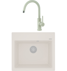 Комплект Мойка кухонная Lemark Hanka 570 9910016 жасмин + Смеситель Comfort LM3073PJS жасмин